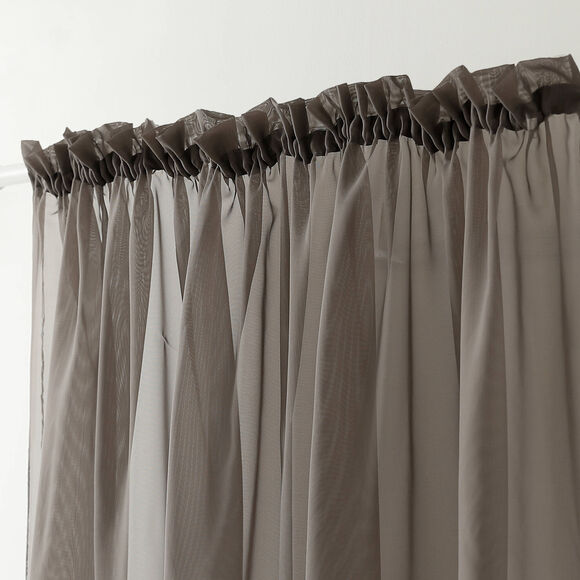 Panneau voile uni finition galon fronceur (gris) Panneau voile uni finition galon fronceur (gris)